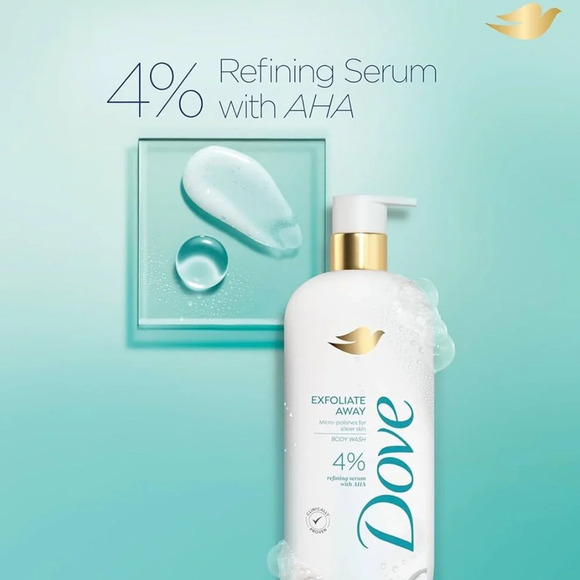 2 Pack - Dove Serum Body Wash - Hydration Boost & Exfoliate Away 18.5 oz - Picture 4 of 5